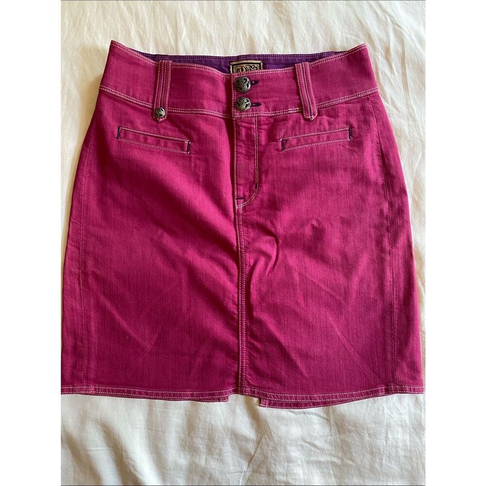 Rich Fuchsia Pink Denim Pencil Skirt